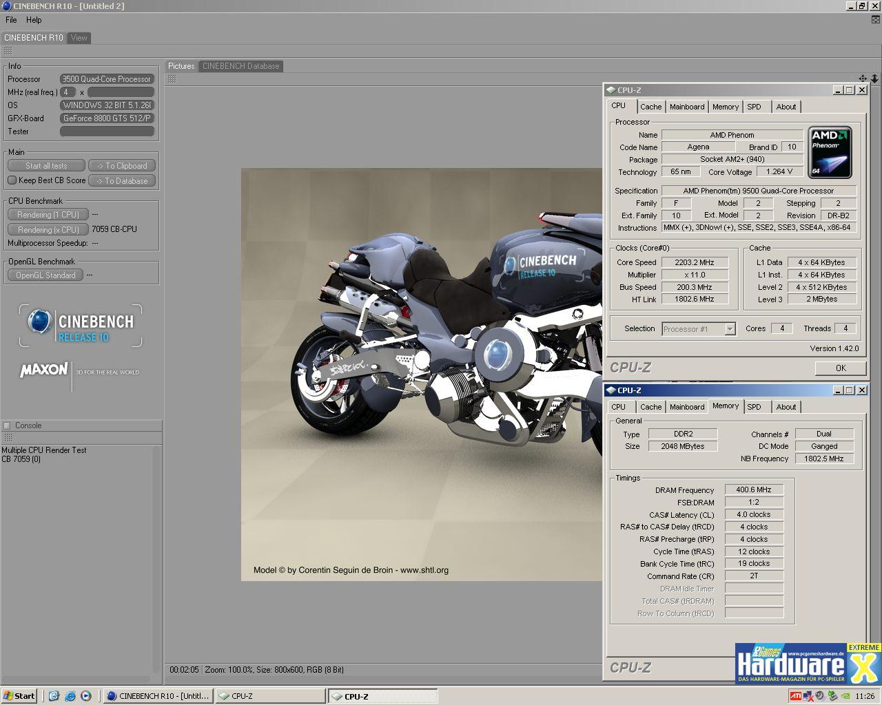 [19/12/2007] Cinebench R10 mit F3A-BIOS und nicht beseitigtem TLB-Bug (Bild: PCGH Extreme)