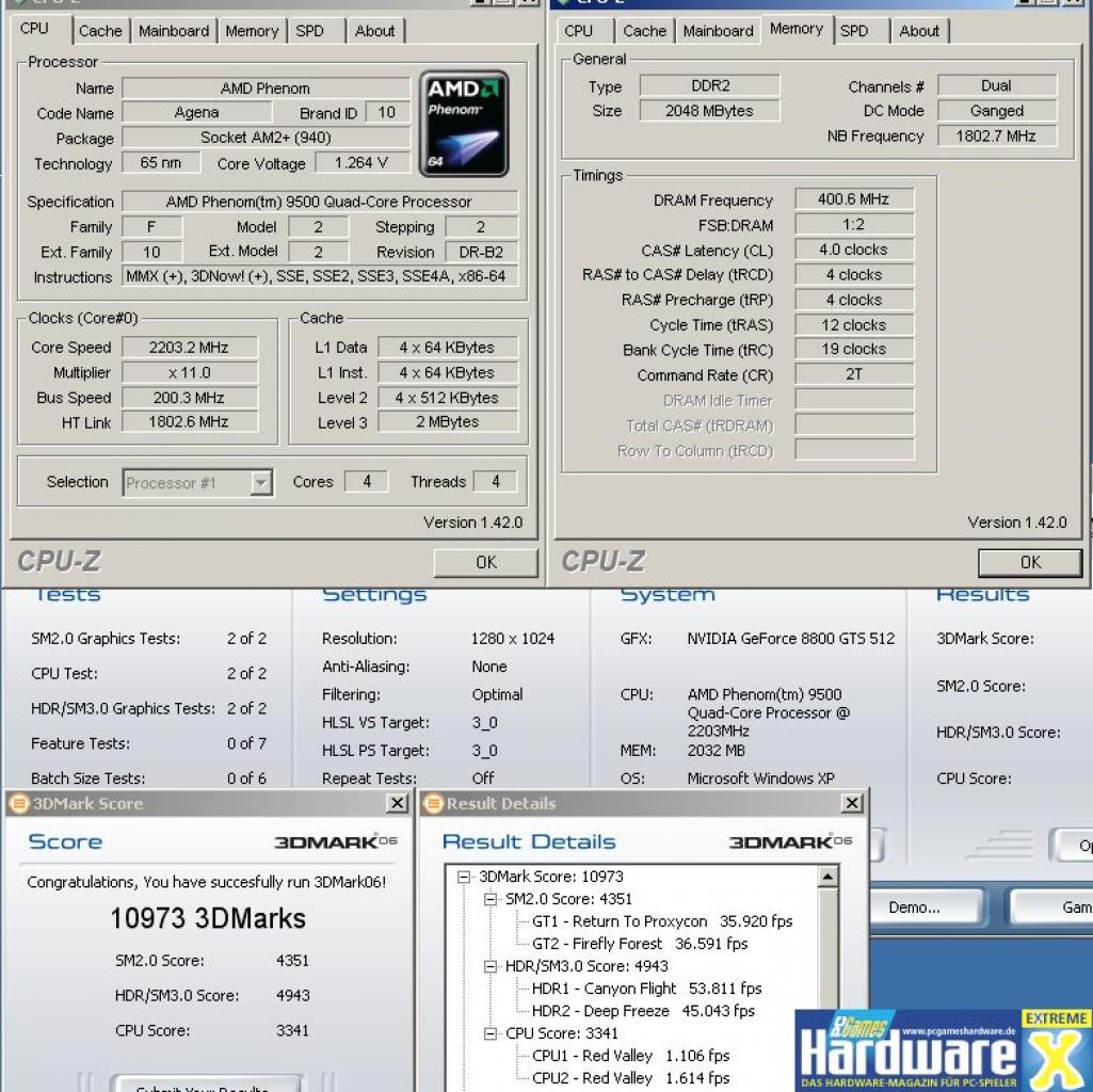 [19/12/2007] 3D Mark 2006 mit F3A-BIOS und nicht beseitigtem TLB-Bug (Bild: PCGH Extreme)