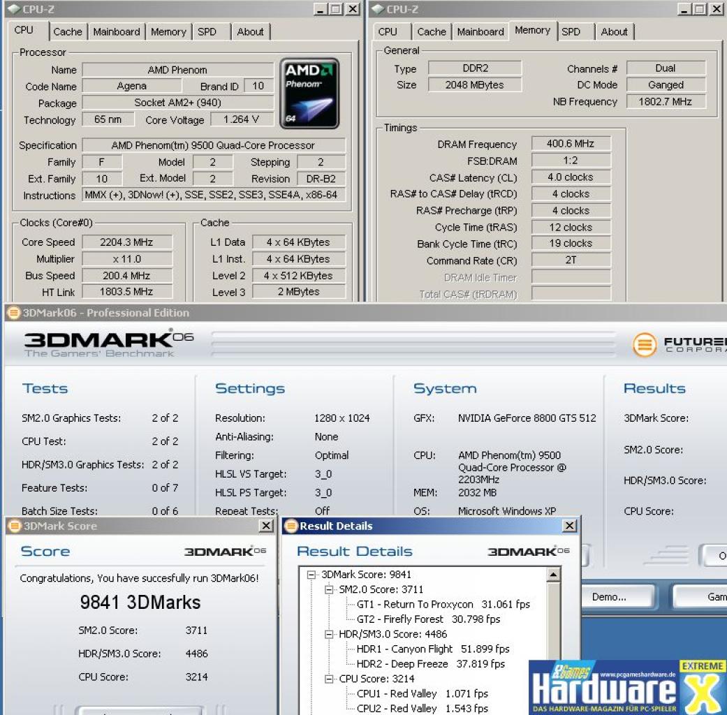 [19/12/2007] 3D Mark 06 mit F3C-BIOS und beseitigtem TLB-Bug (Bild: PCGH Extreme)
