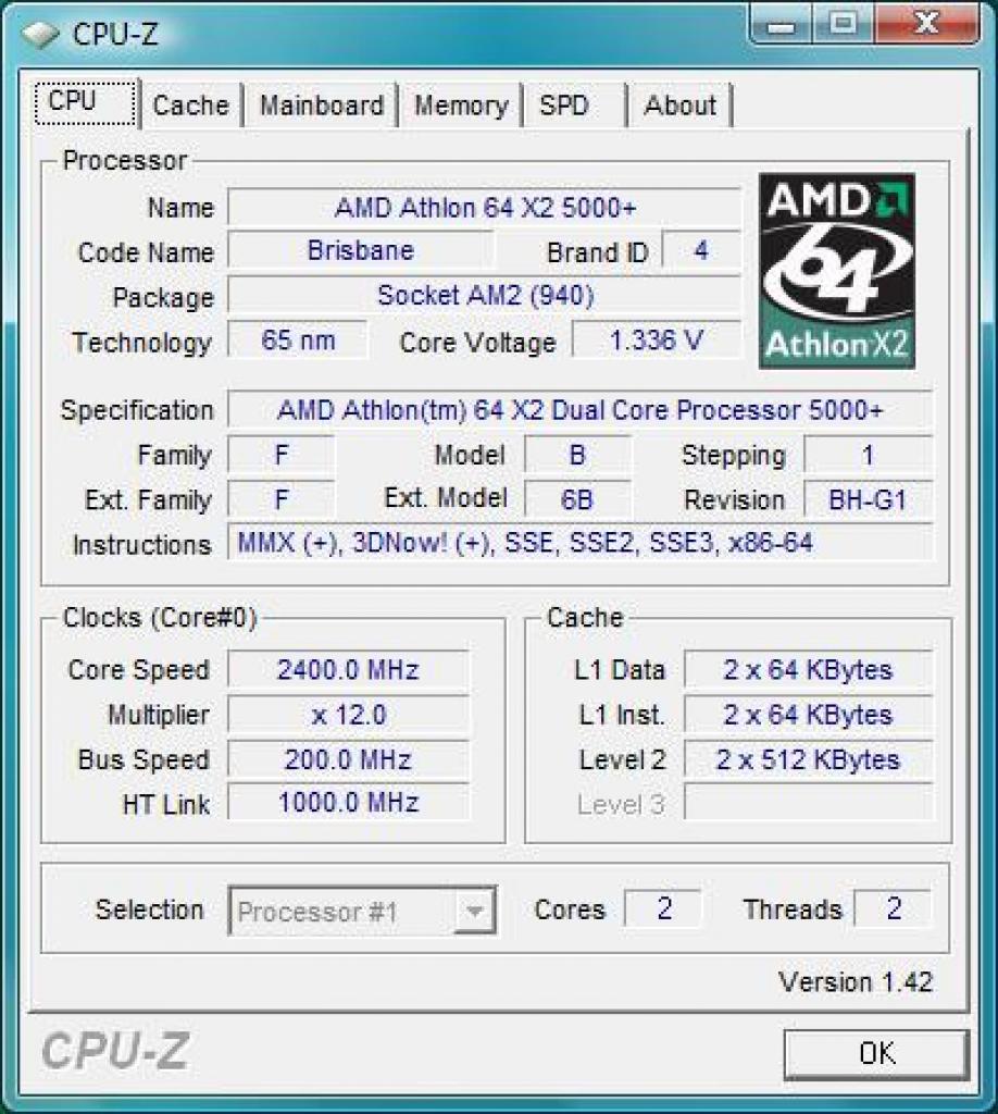 [03/12/2007] CPU-Z Athlon 64 @ 2,4 GHz
