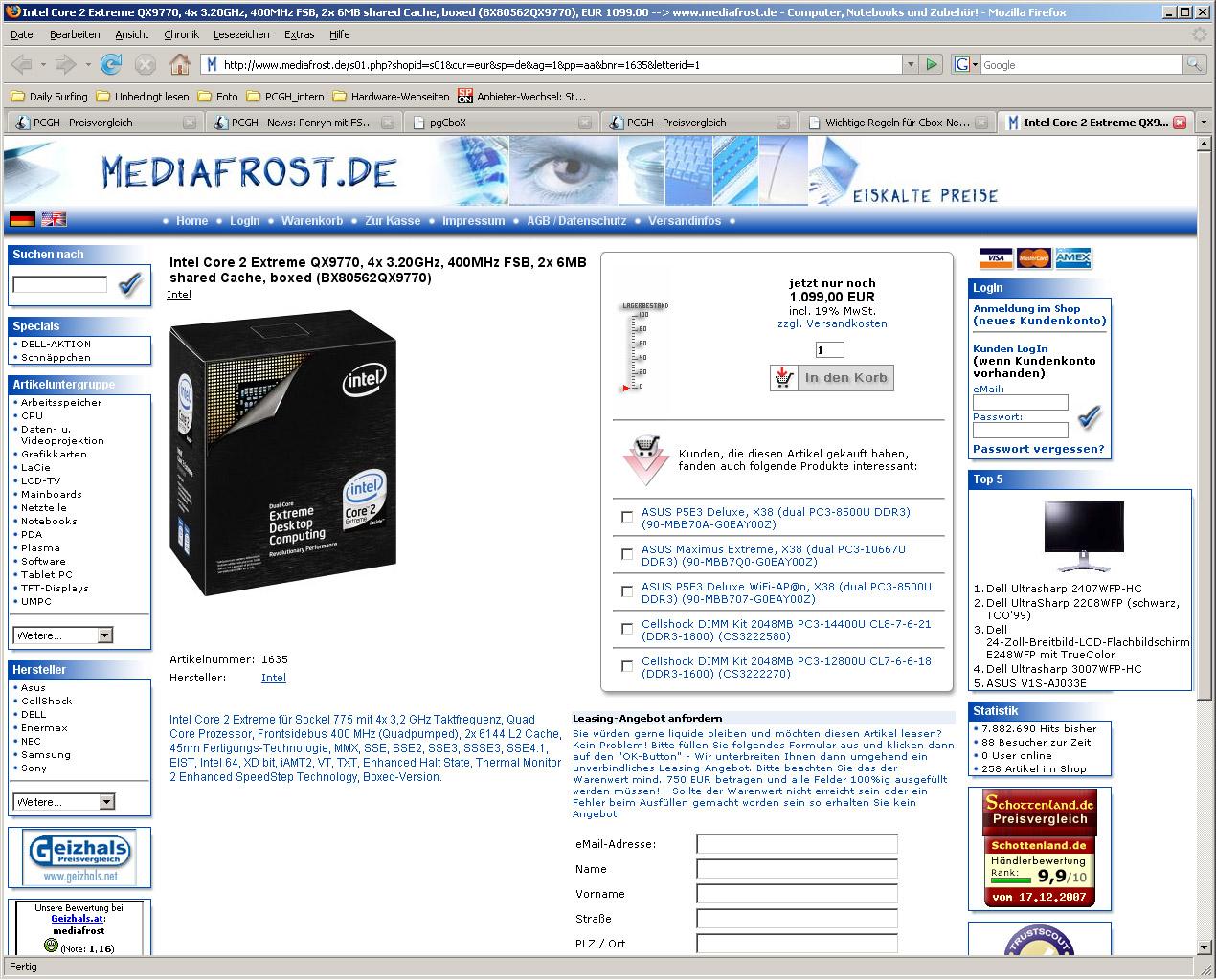 [17/12/2007] Der Shop, der den QX9770 anbietet