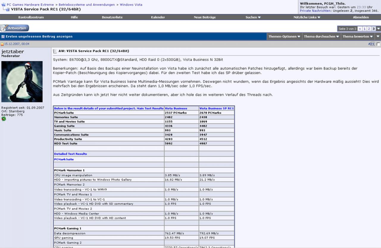 [17/12/2007] Erste Benchmarks zu Windows Vista RC1 auf PCGH Extreme