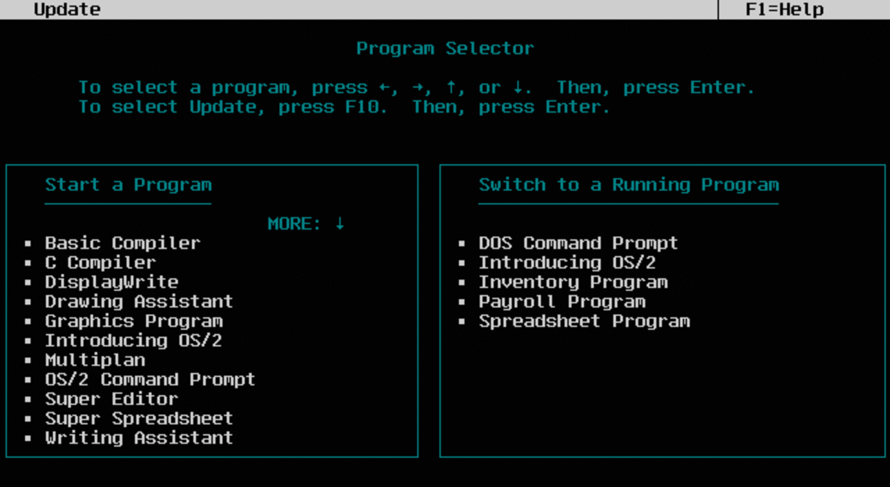 [03/12/2007] OS/2 1.0 (Bild: http://pages.prodigy.net/michaln/history/os210)