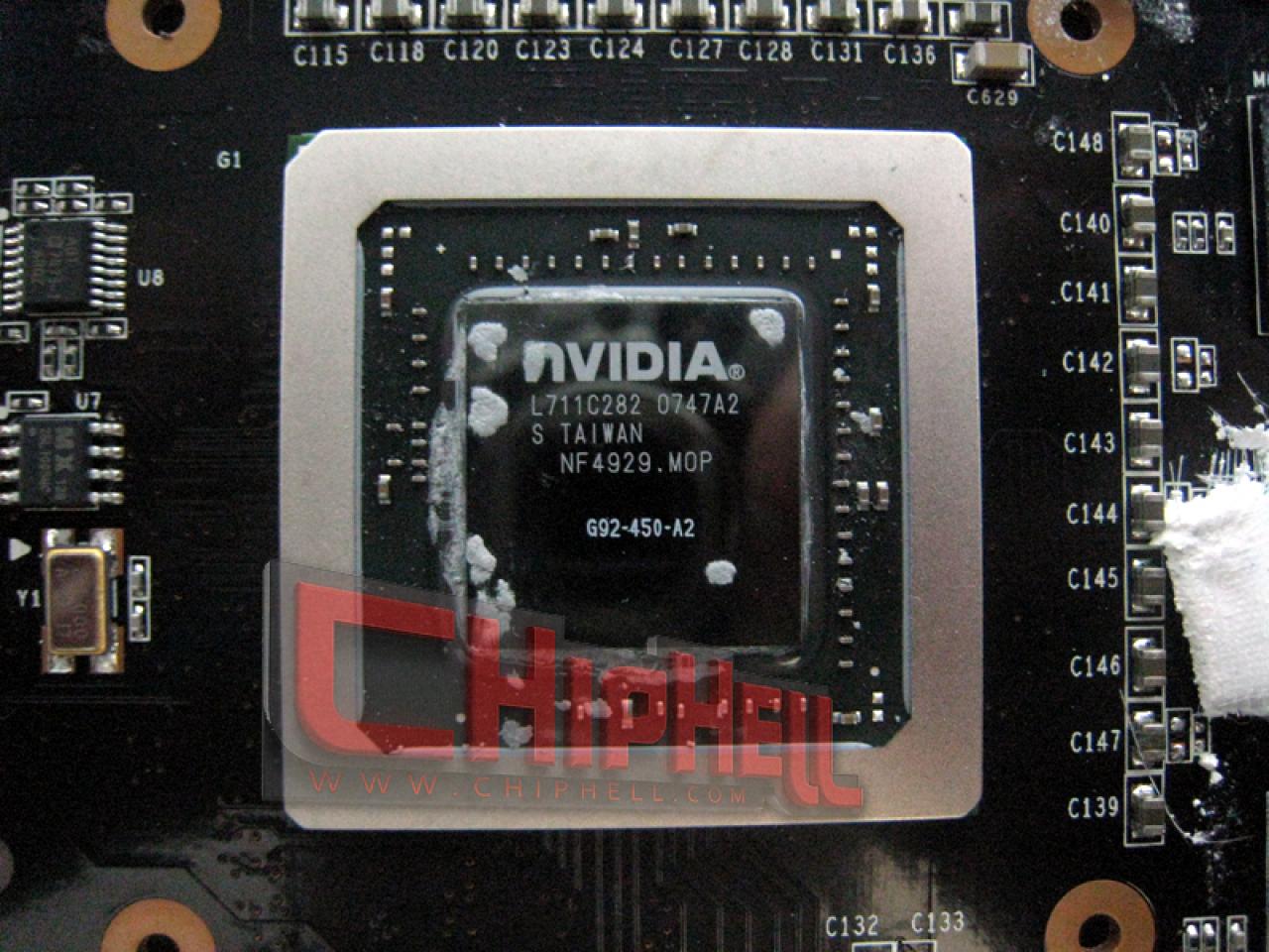 [28/01/2008] Geforce 9800 GX2: Einer der beiden G92-Chips auf der Dual-Chip-Karte (Bild: Chiphell.com)