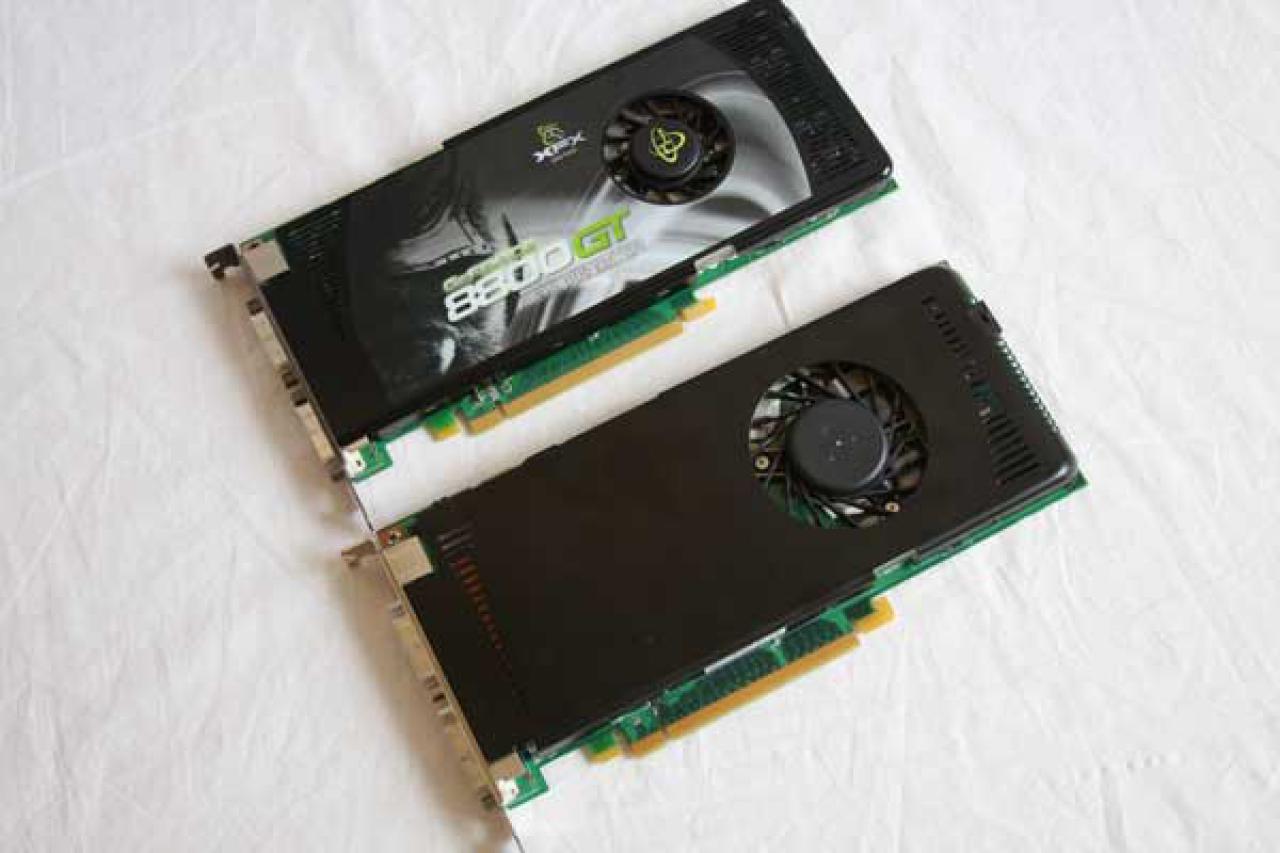 [18/01/2008] Der Kühler der Geforce 9600 GT besitzt bereits den größeren Lüfter, welcher erst nahträglich der Geforce 8800 GT spendiert wurde (Bild: pcper.com)