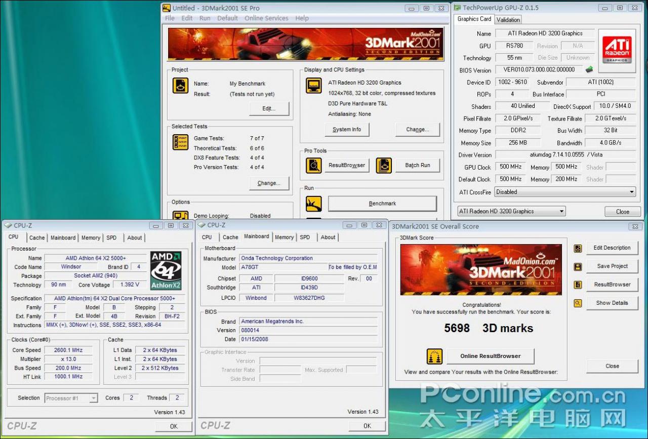 [19/01/2008] 5698 Punkte im 3D Mark 01 (Bild: pconline.com.cn)