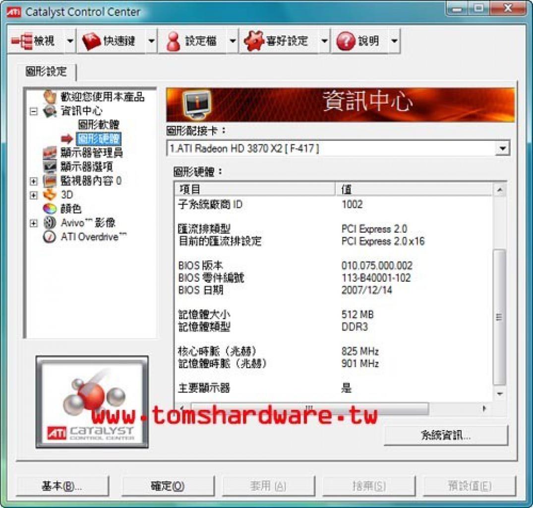 [25/01/2008] b]Radeon HD3870 X2: Das Catalyst-Control-Center (Bild: Tomshardware.tw)