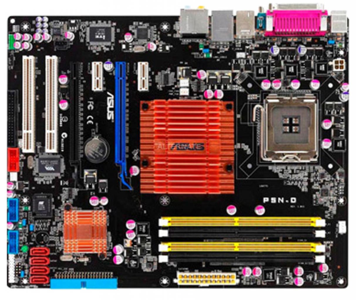 [29/01/2008] Das Asus P5N-D ist als erstes Nforce-750i-SLI-Mainboard im PCGH-Preisvergleich erhältlich (Bild: Alternate.de)