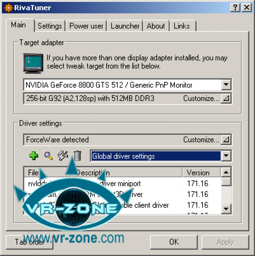 [11/01/2008] Forceware-Beta 171.16 (Bild: VR-Zone.com)