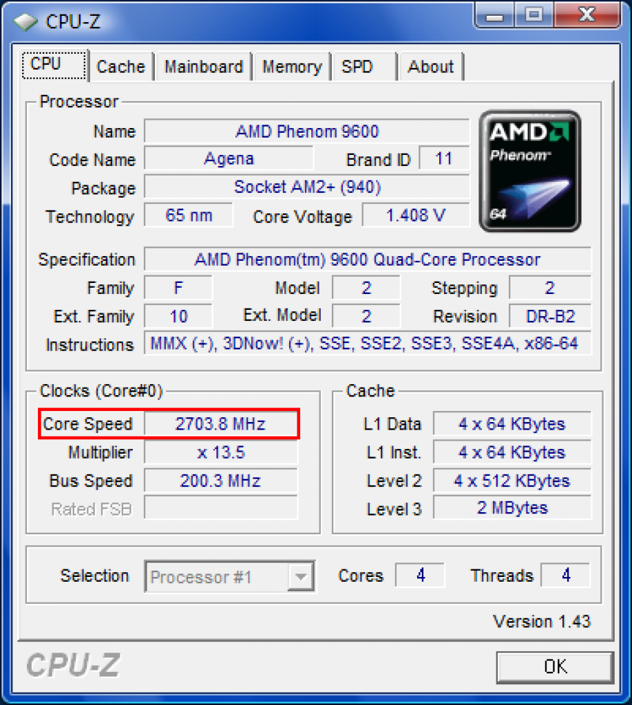 [19/01/2008] Um den Phenom X4 9600 Black Edition mit 2.700 Megahertz zu betreiben muss die Spannung stark erhöht werden (Bild: Tomshardware.com)