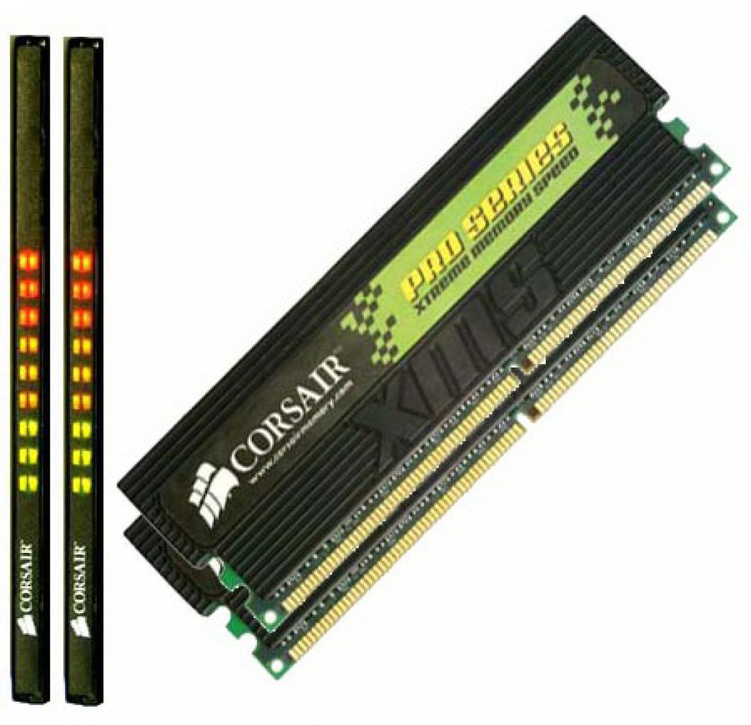 [17/01/2008] Corsair XMS Pro: Die ersten Module mit LEDs. (Bild: Corsair)
