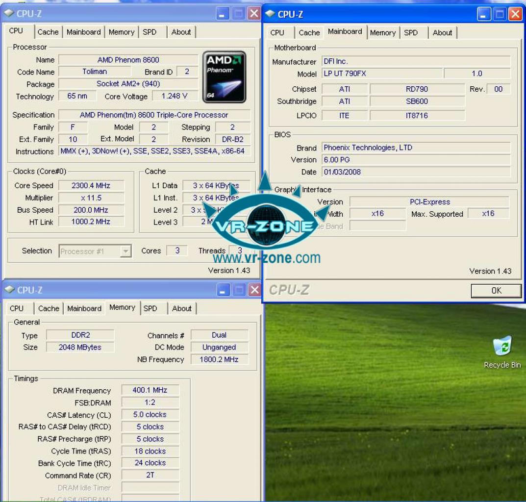 [23/01/2008] AMD Phenom 8600 Beweisbild in CPU-Z (Bild: VR-Zone)