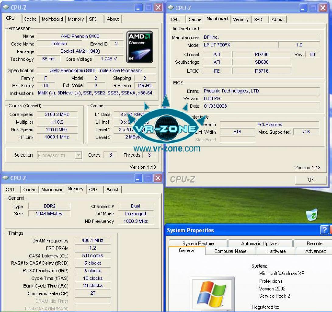 [23/01/2008] AMD Phenom 8400 Beweisbild in CPU-Z (Bild: VR-Zone)