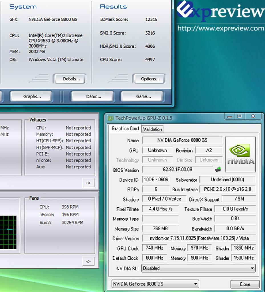 [23/01/2008] Geforce 8800 GS 786 MiByte im OC-Test (Bild: Expreview.com)