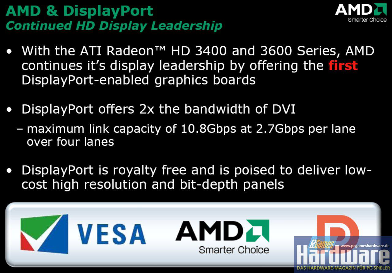[22/01/2008] HD3400/HD3600: Native Unterstützung für Display-Port (Bild: PCGH)