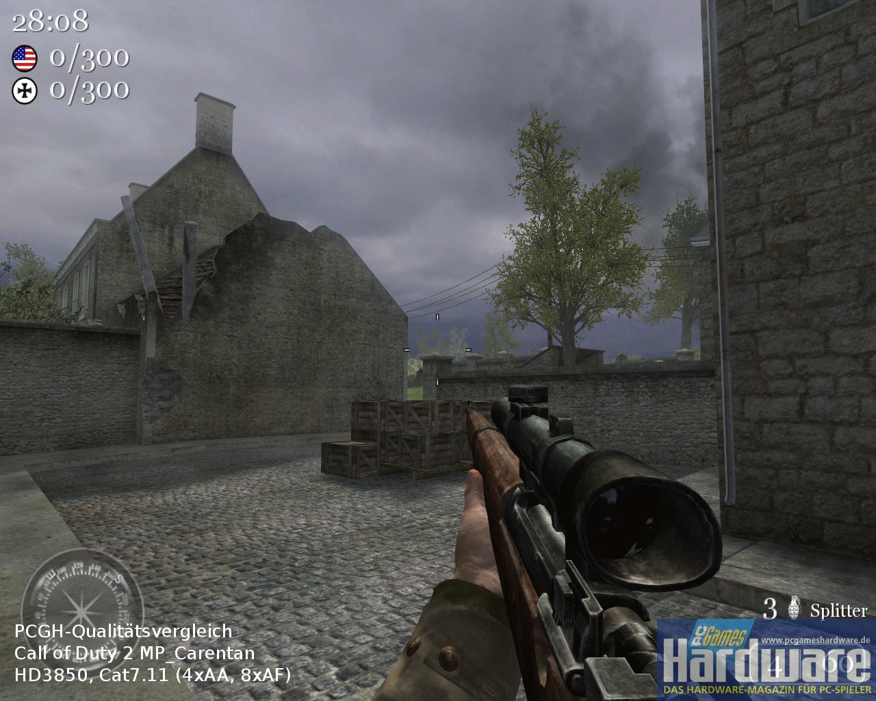 [29/01/2008] Call of Duty 2: Bildqualität im Vergleich: Die hier gezeigte GF8800GTX produziert ein identisches Bild zur Geforce 8800 GTS 512 (Bild:PCGH)