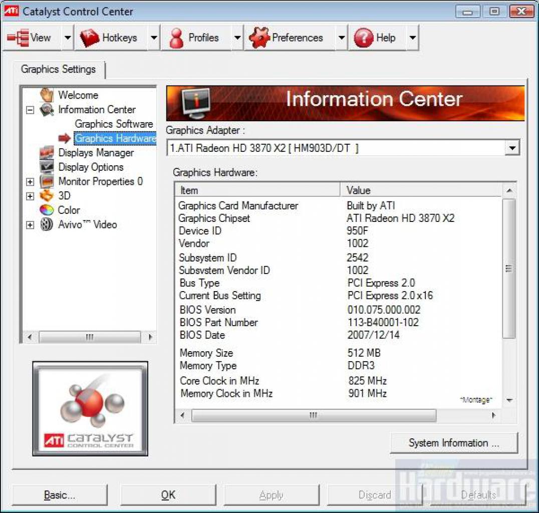 [27/01/2008] Radeon HD3870 X2: Catalyst-Treiber mit Informationen zur GPU, Taktraten und Anbindung (PCI-E-2.0) (Bild: PCGH)