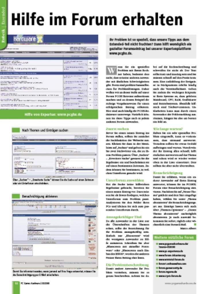 [29/01/2008] So erhalten Sie im Forum weitere Hilfe. (Bild: PCGH)