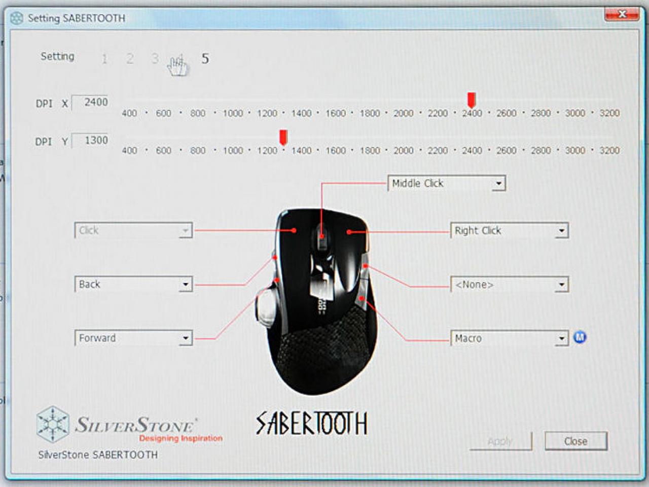 [11/01/2008] Silverstone Sabertooth-Maus: Über die Software lassen sich viele Einstellungen vornehmen (Bild: Forums.vr-zone.com) 