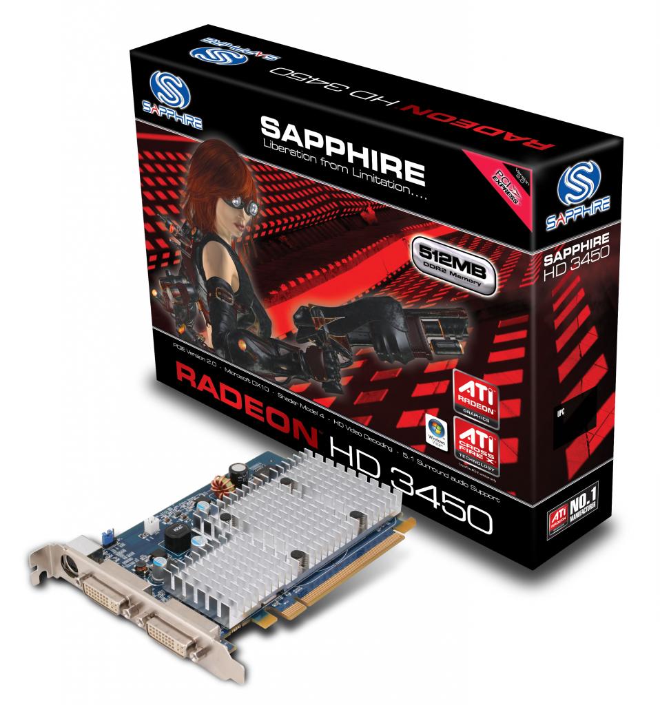 [23/01/2008] Sapphire Radeon HD3450: 512 MiByte DDR2, Boxed (Bild: Sapphire)