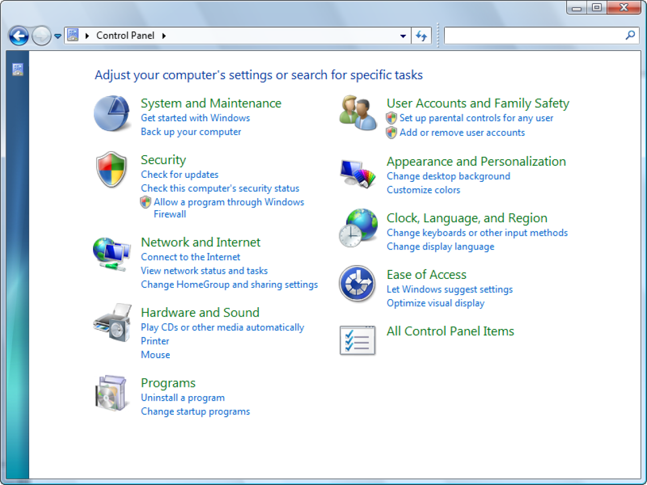 [30/01/2008] Windows 7: Das Control Panel (Bild: thinknext)