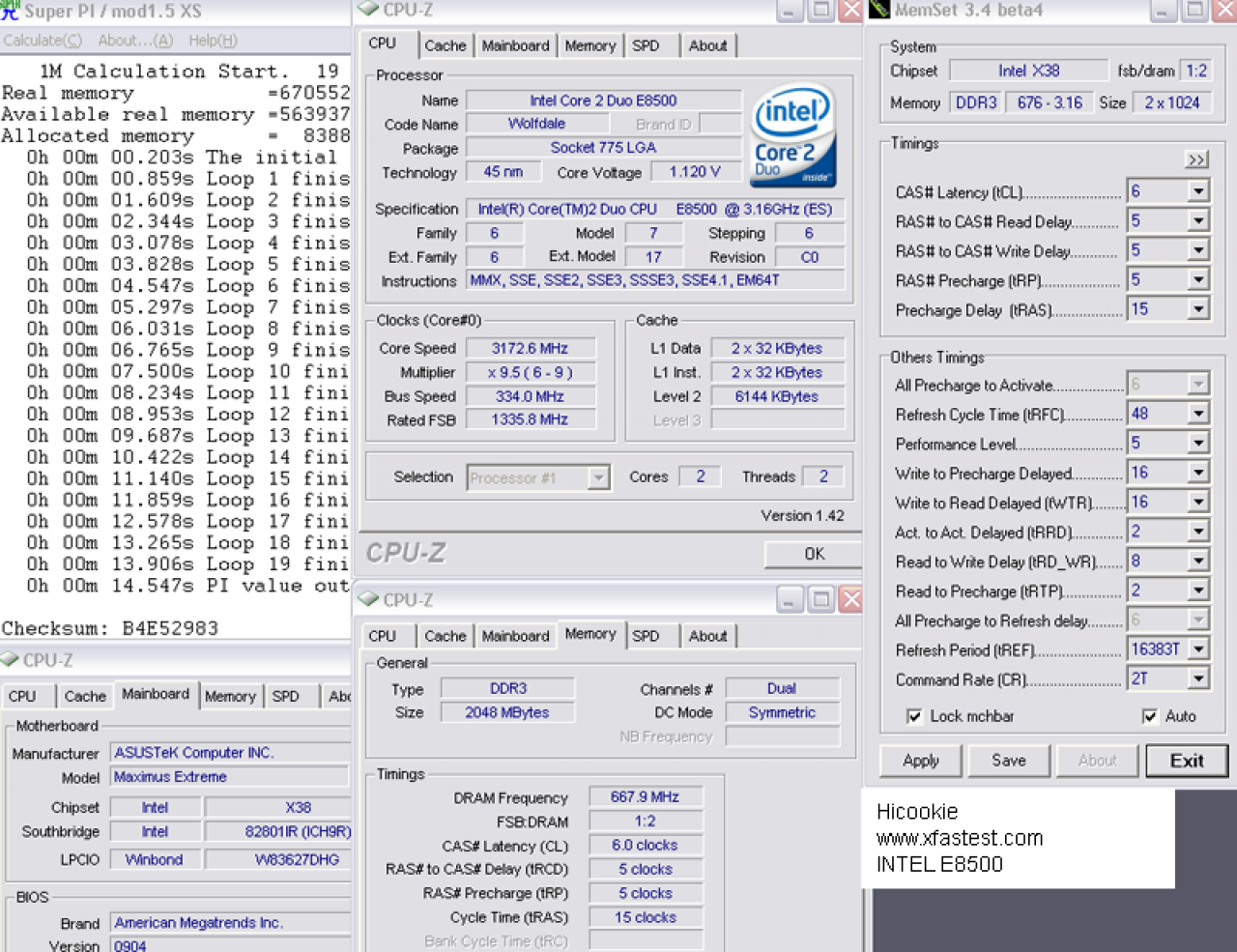 [07/01/2008] Super Pi:1M-Test (E8500@ 3,17 Gigahertz)