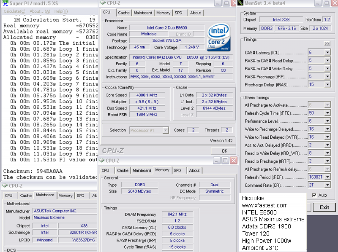 [07/01/2008] Spuer Pi: 1M-Test (E8500@ 4 Gigahertz)