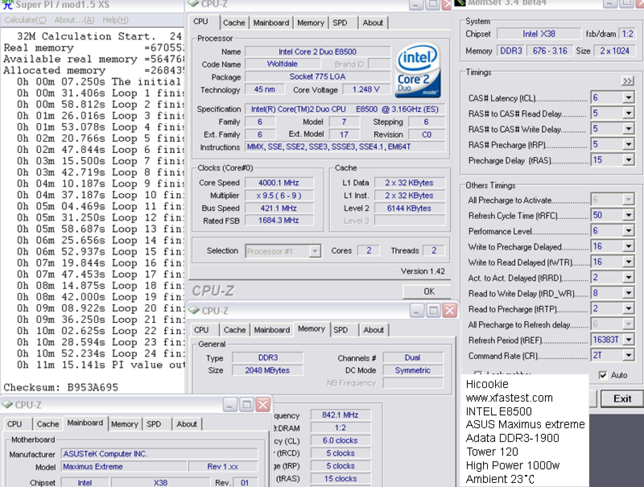 [07/01/2008] Spuer Pi: 32M-Test (E8500@ 4 Gigahertz)