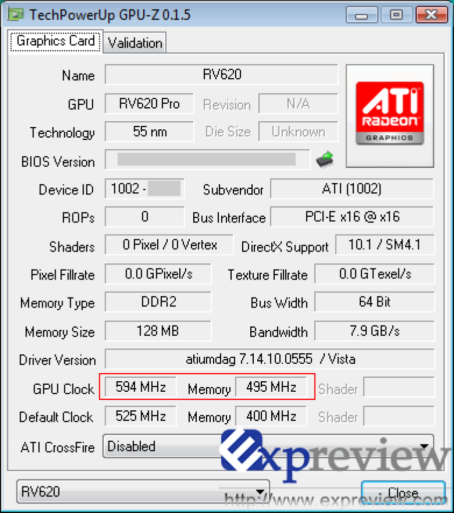 [15/01/2008] Radeon HD3450: Der GPU-Z-Shot zeigt nur wenige Infos. (Bild: Expreview)
