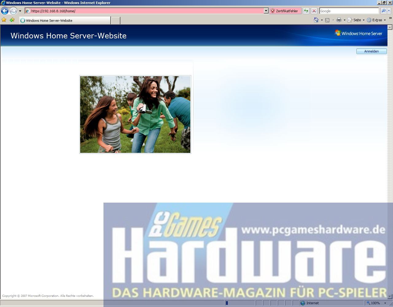 [11/01/2008] LEO Piranha Home Server: Remote-Zugriff per Internet Explorer (Bild: PCGH)