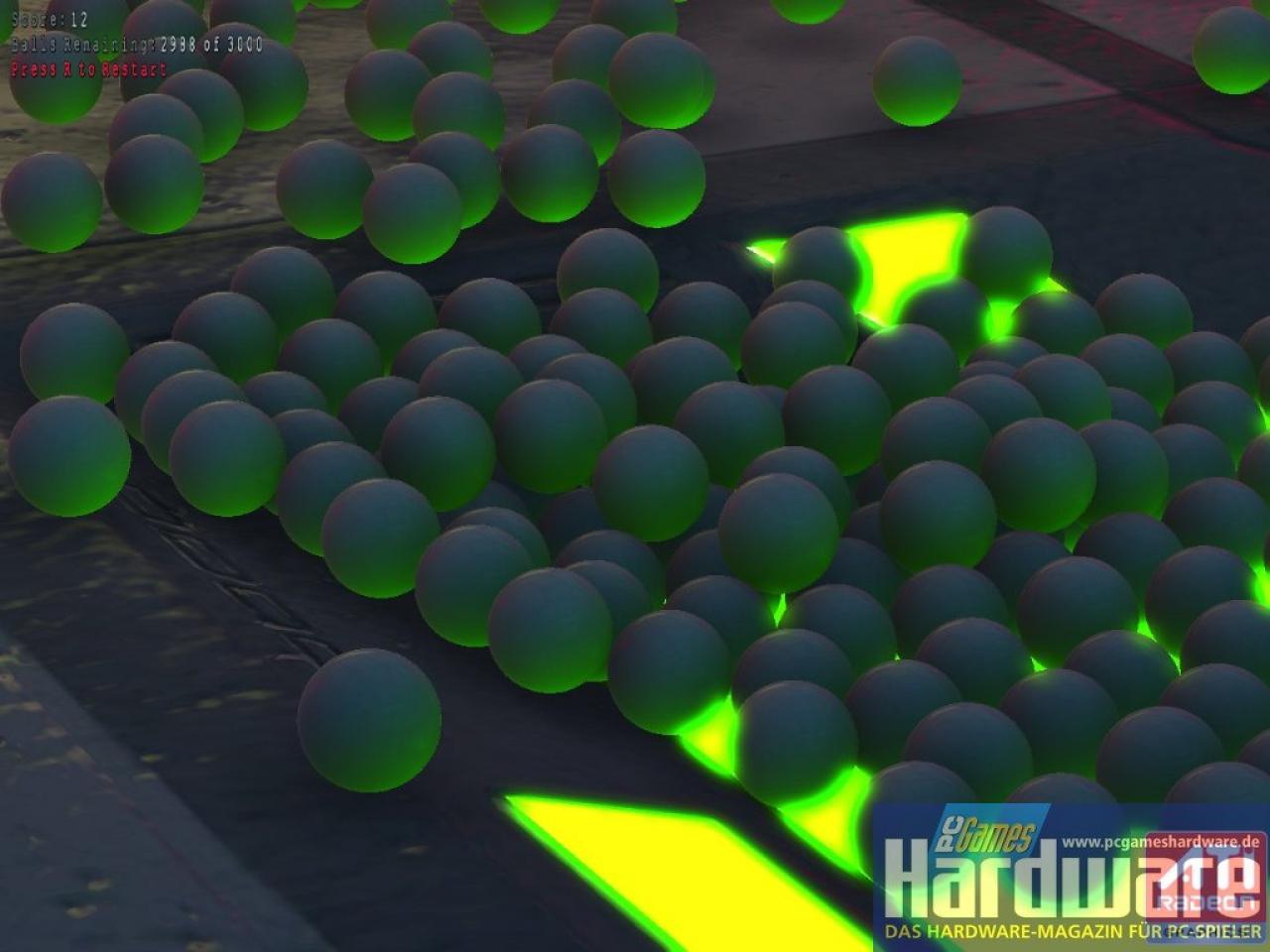 [17/01/2008] AMD Ping-Pong-Demo: Direct X 10.1 ermöglicht auch in schwierigen Fällen selektive Kantenglättung - hier ist sie noch deaktiviert (Bild: PCGH)