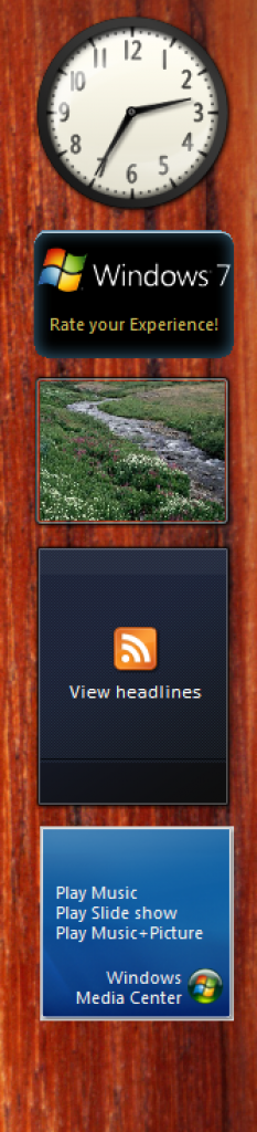 [30/01/2008] Windows 7: Die neue Sidebar, unten sieht man das neue Media Center gadget. (Bild: thinknext)