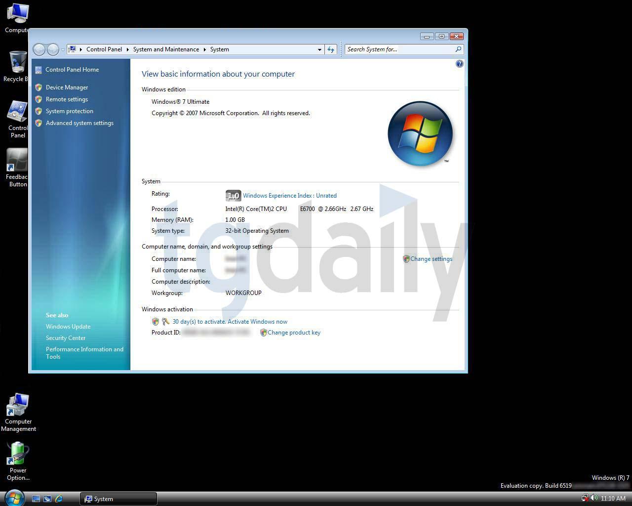 [30/01/2008] Windows 7: Bild TG Daily