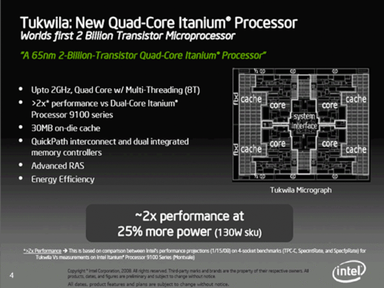 [26/02/2008] Intel Tukwila: Präsentationsfolie von Intel