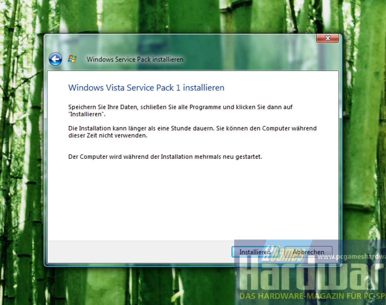[20/02/2008] Die Installation des Service Pack 1 per Windows Update (Bild: PCGH)
