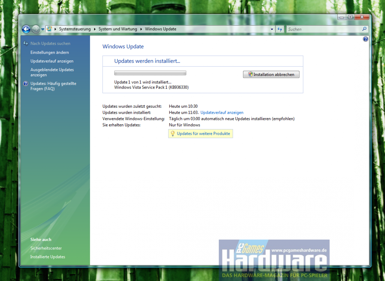 [20/02/2008] Die Installation des Service Pack 1 per Windows Update (Bild: PCGH)