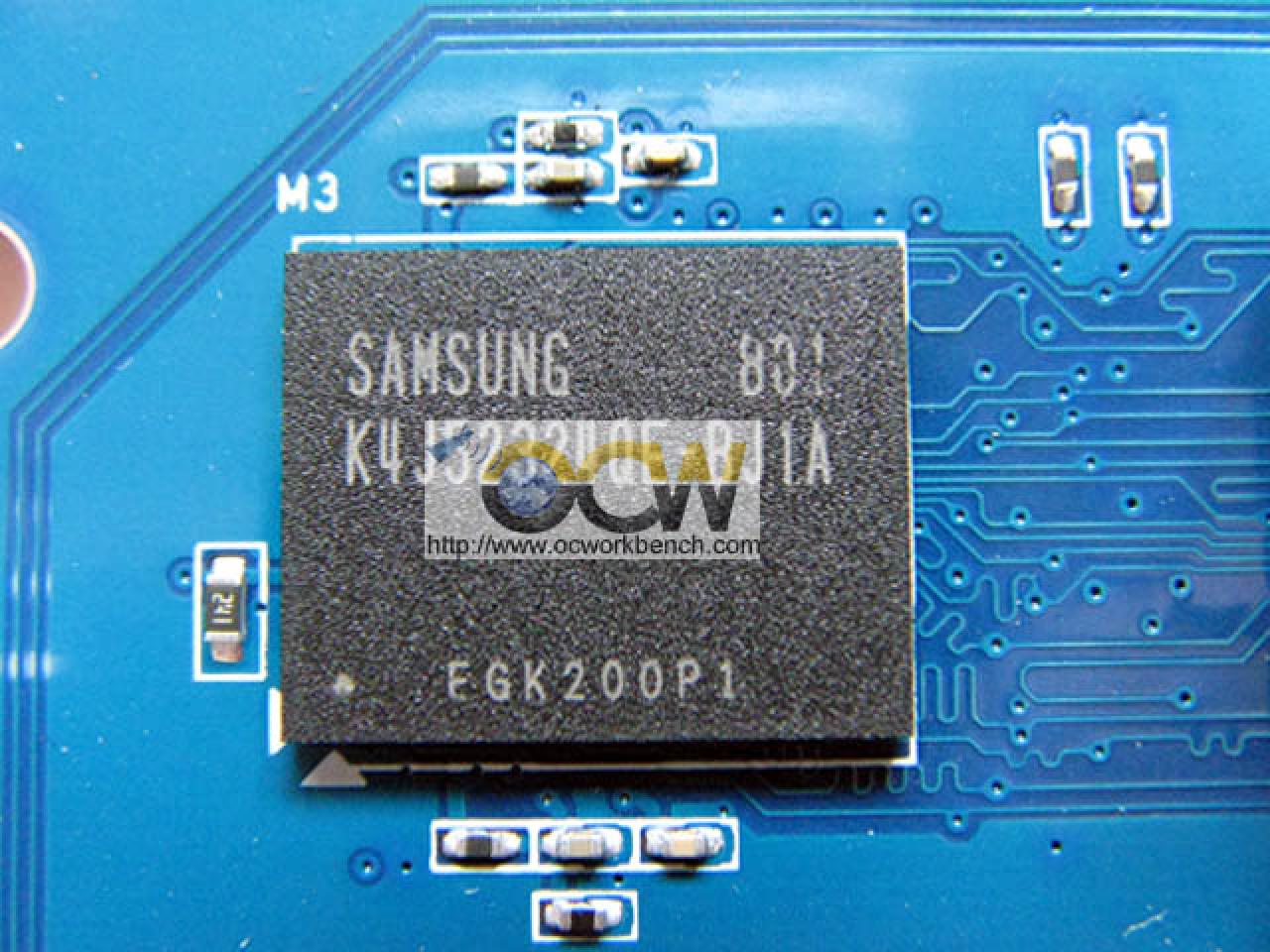 [23/02/2008] ECS N9600GT-512MX-P: Die 512 MiByte GDDR3-Speicher stammen vom Hersteller Samsung