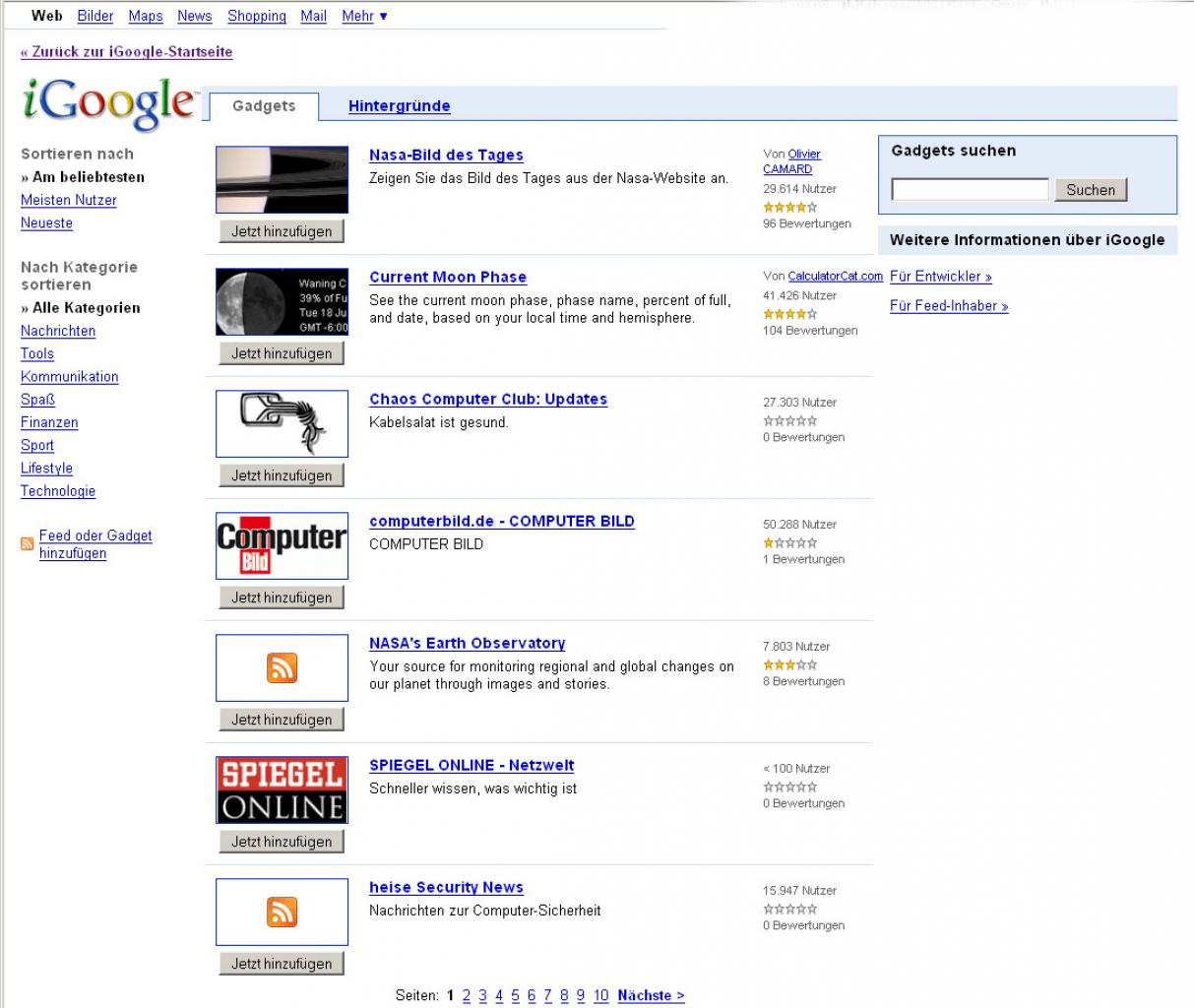 [21/02/2008] PCGH bei Igoogle - Schritt 2: Suchen Sie nicht nach Gadgets, sondern fügen Sie dieses händisch hinzu.