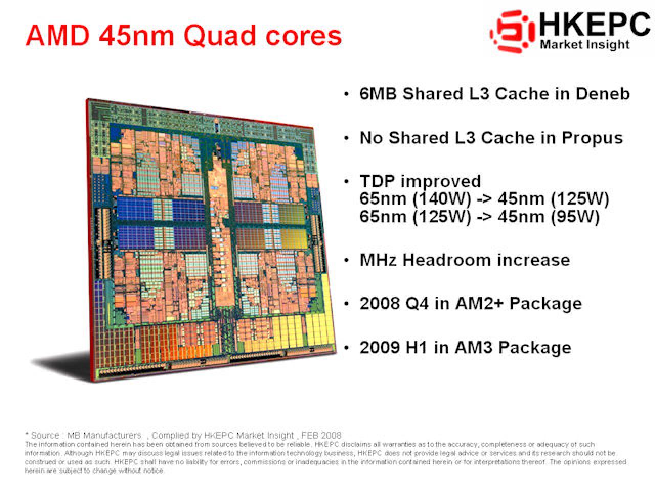 [01/02/2008] 45nm Phenom: Wichtige Änderungen auf einen Blick (Bild: HKEPC.com)