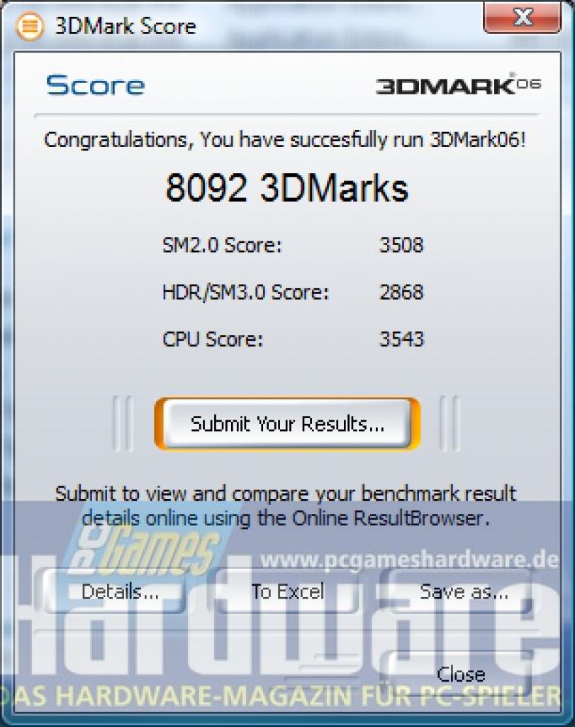 [20/02/2008] Details des 3DMark 06-Ergebnisses