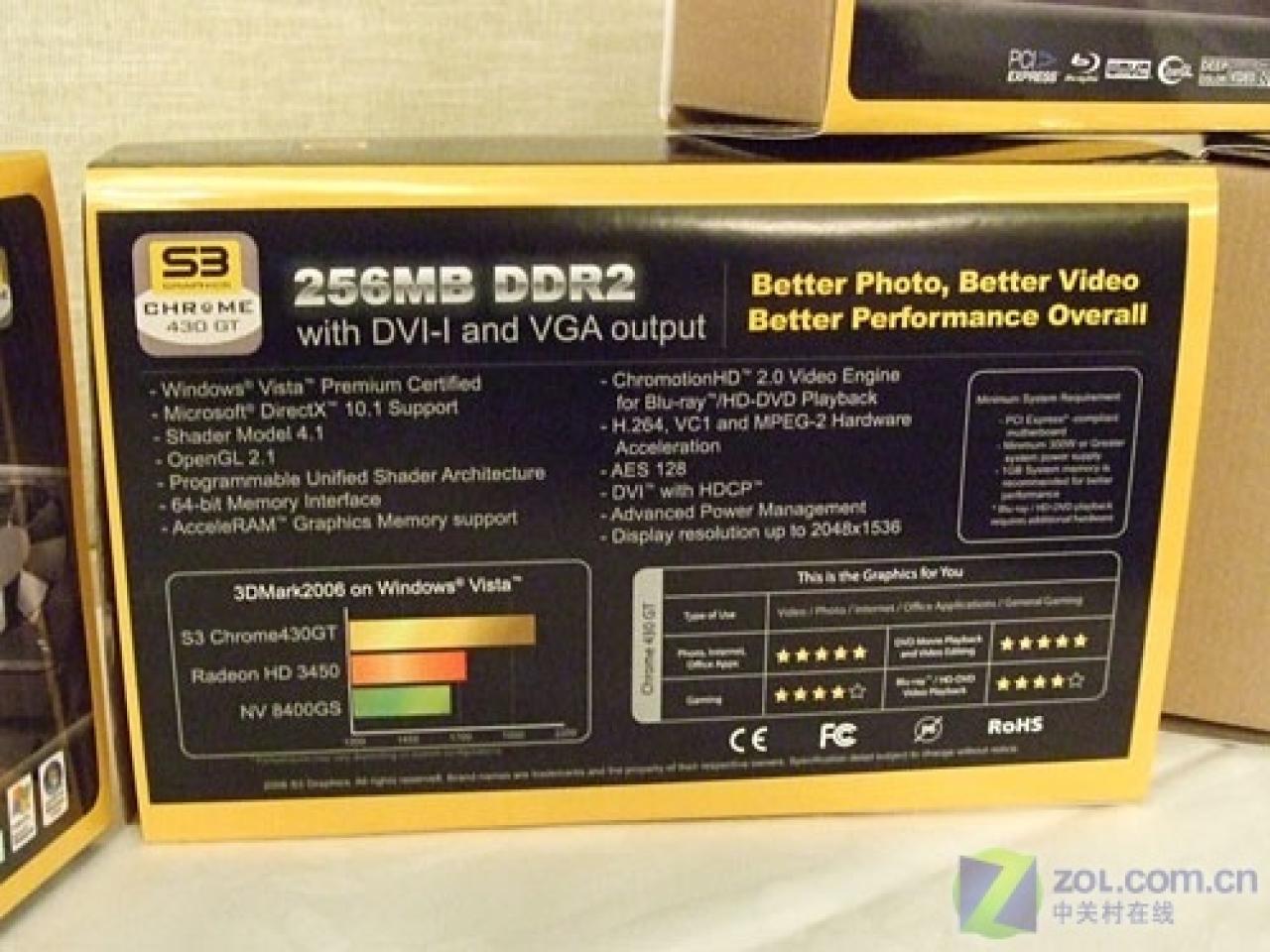 [28/02/2008] S3 Graphics: Chrome 430GT Retailverpackungen sind bereits bedruckt (Bild: zol.com.cn)