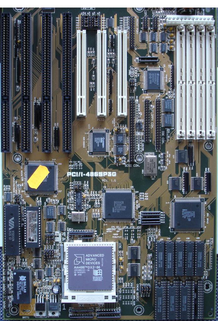 [01/03/2008] Hauptplatine für 486-Prozessoren mit ISA- und PCI-Bus (Bild: mail.lipsia.de/~enigma/neu/pictures.html)