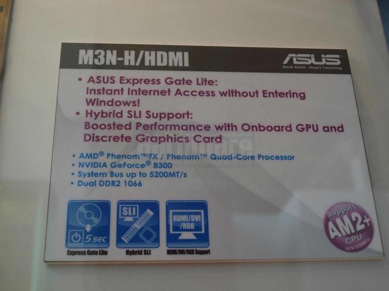 [04/03/2008] Asus M3N-H HMDI mit dem neuen Geforce-8300-Chipsatz (Bild: PCGH)