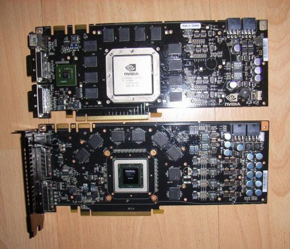 [05/03/2008] Nvidia Geforce 9800GTX: Der Größenvergleich zur bewährten Geforce 8800GTX, beide Karten sind gleich lang (Bild: Expreview.com)