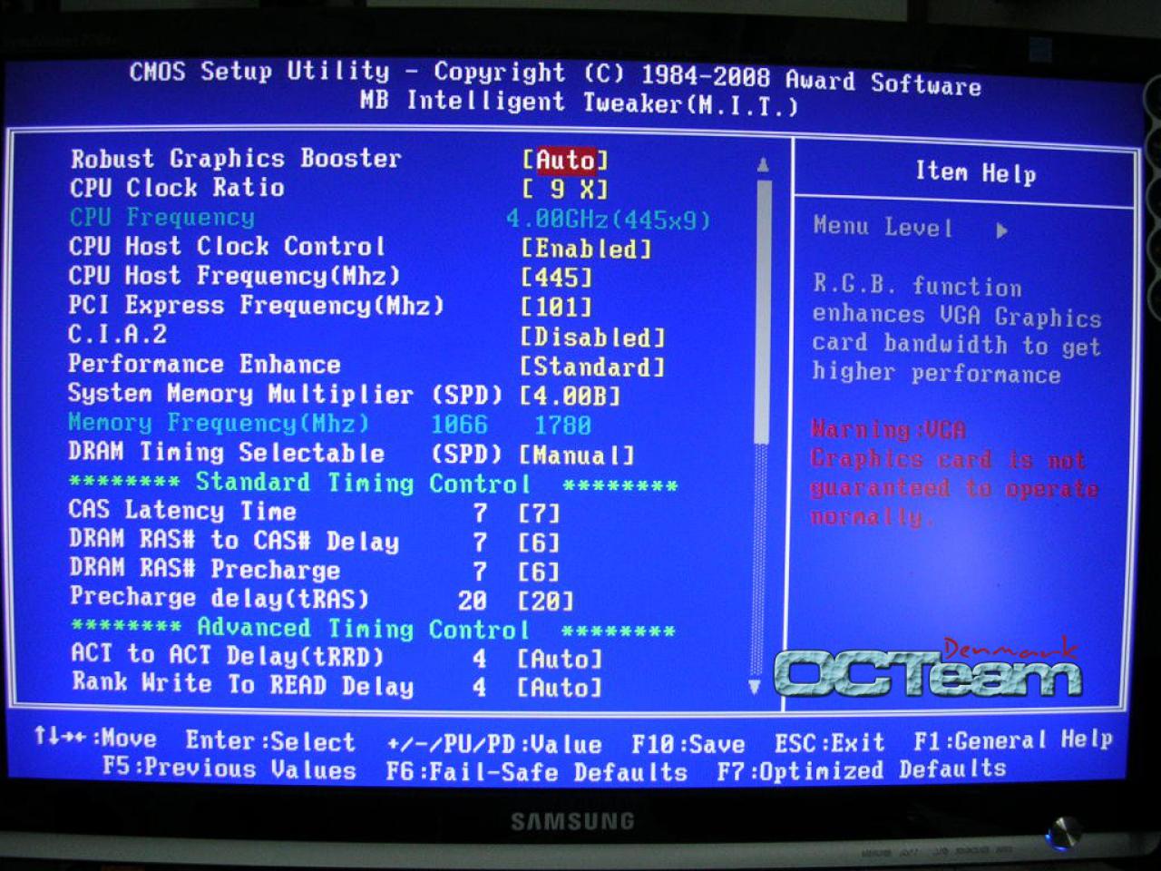 [08/03/2008] Gigabyte GA-X48T-DQ6: Eine kurze Expansion ins das Bios-Menü (Bild: octeamdenmark.com)