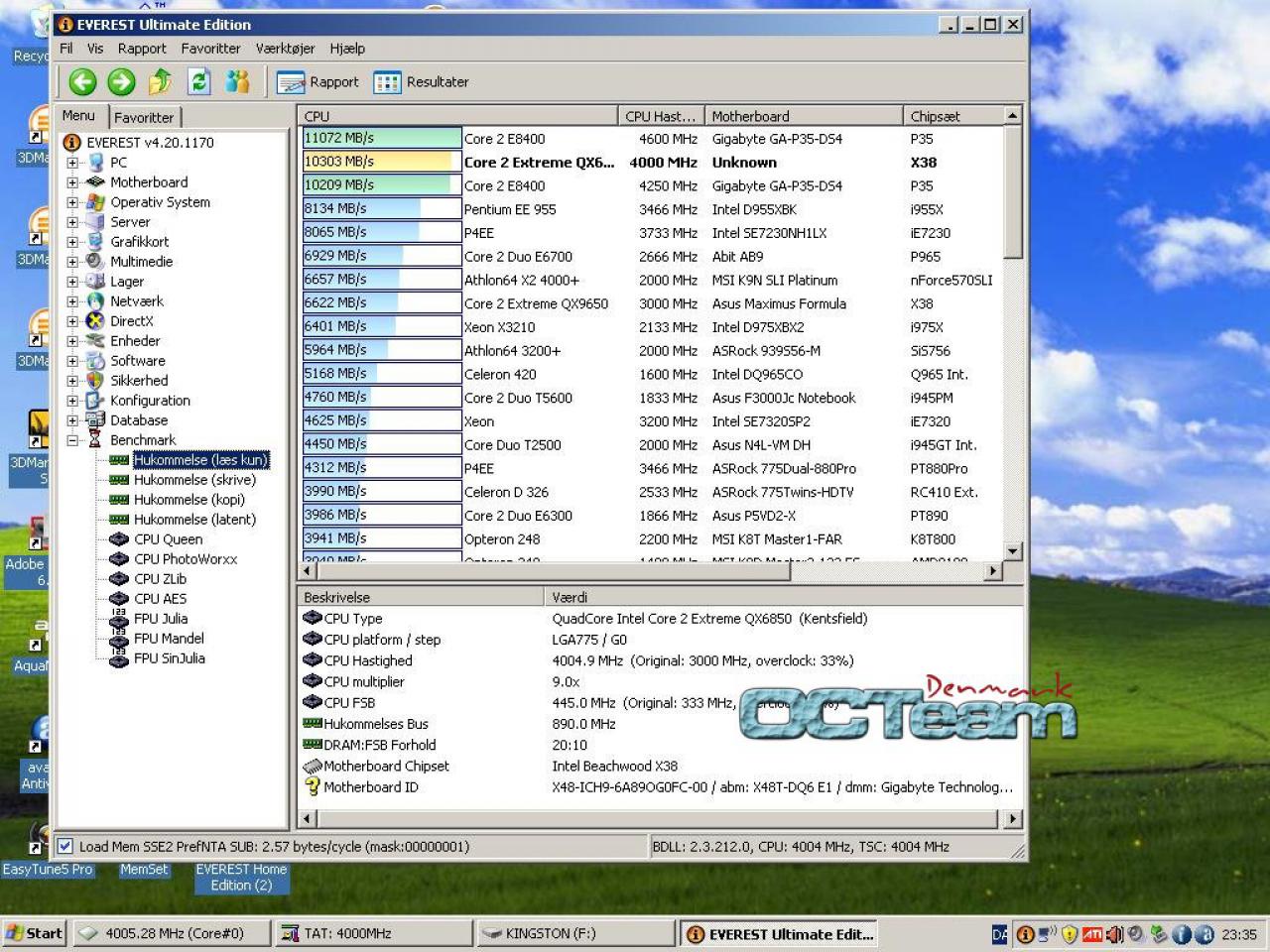 [08/03/2008] Gigabyte GA-X48T-DQ6: Die Platine im Everest-Ultimate-Benchmark (Bild: octeamdenmark.com)