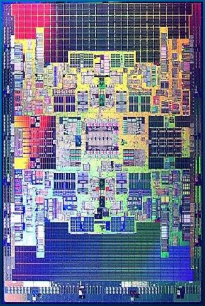 [21/03/2008] Intel: Unter der Haube des Tukwila verbergen sich zwei Milliarden Transistoren, wovon der Größte Teil Cache ist. (Bild: Softpedia.com)