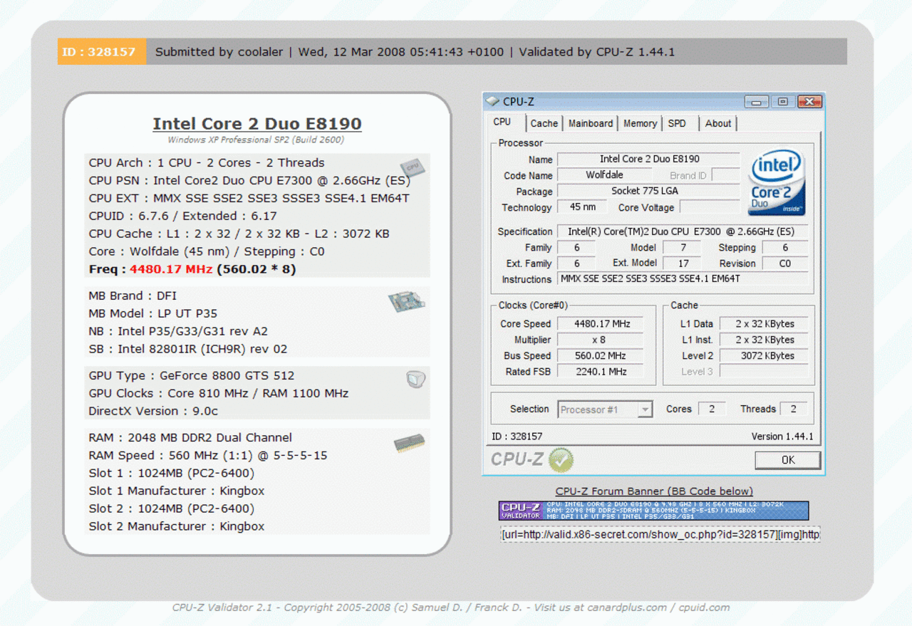 [12/03/2008] [Coolaler] Erste Bilder und Benchmarks zum Core 2 Duo E7300