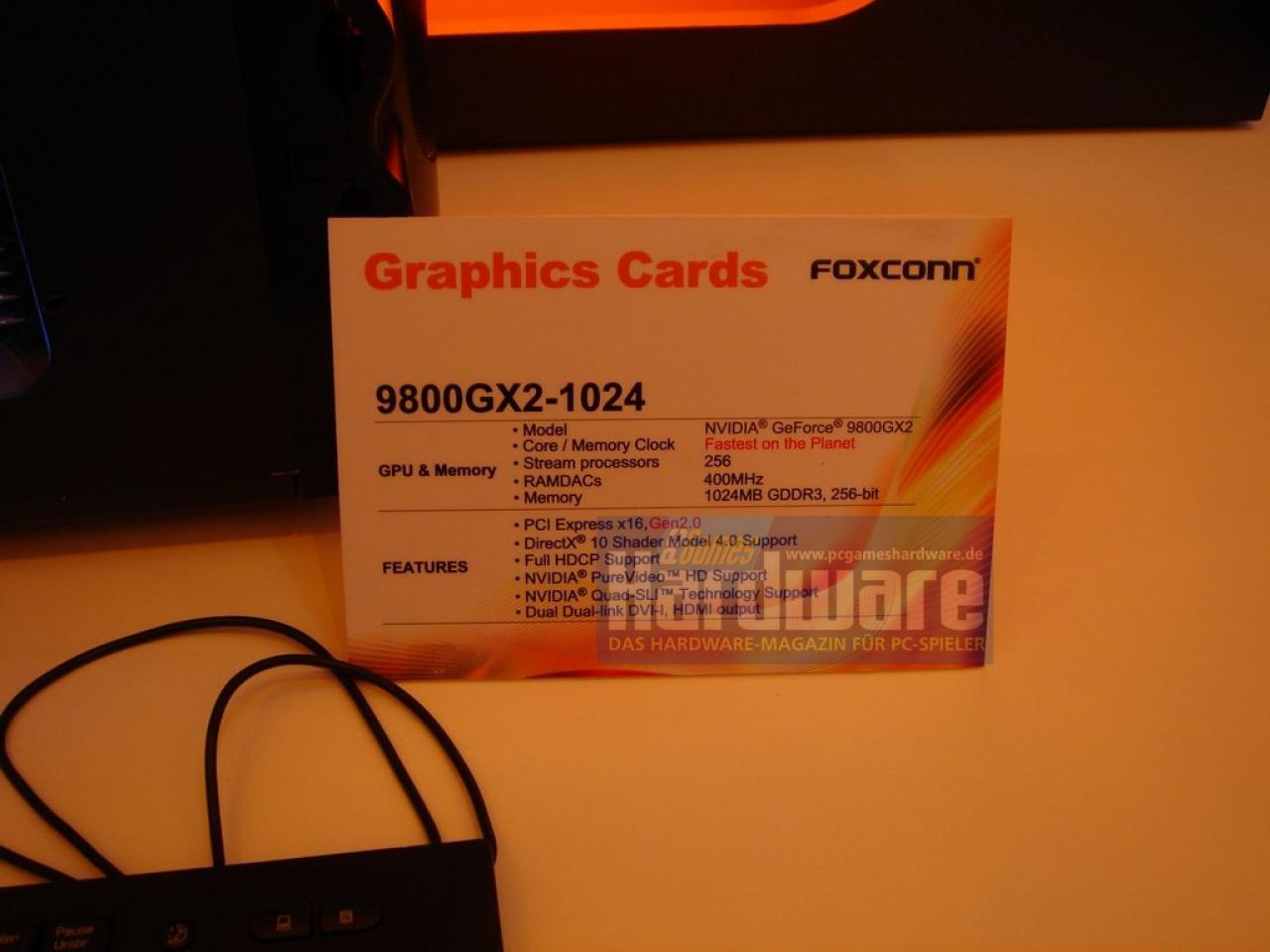 [03/03/2008] Hybrid SLI mit 9800GX2: Foxconn präsentiert ein entsprechendes System (Bild: PCGH)