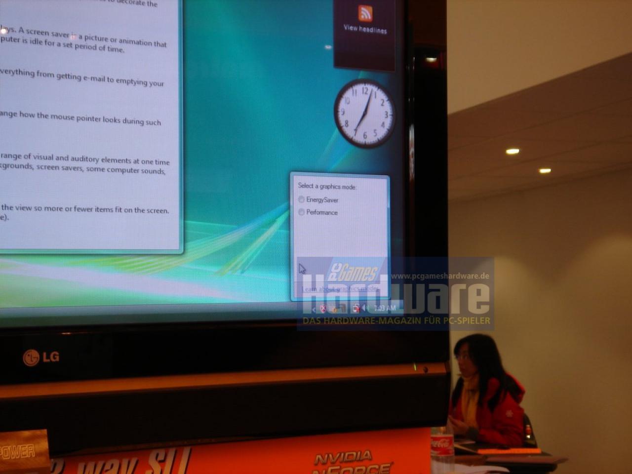 [03/03/2008] Hybrid SLI mit 9800GX2: Foxconn präsentiert ein entsprechendes System (Bild: PCGH)